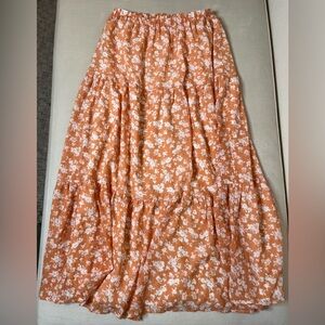 Lulu's Skirt - Women’s Medium Orange White - Floral Maxi